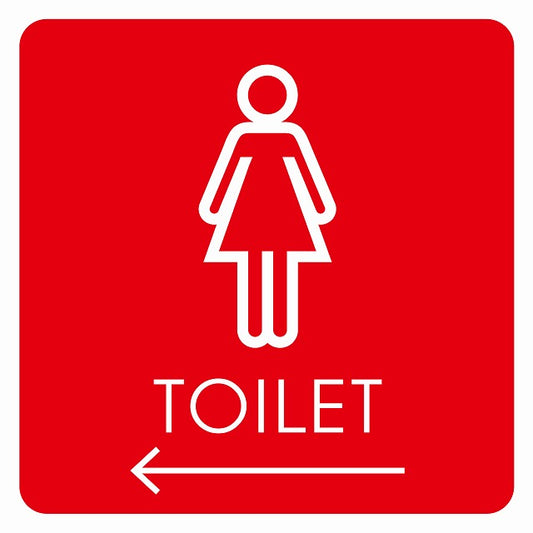 トイレ 御手洗 TOILET トイレマーク G2女 左 矢印 ステッカー 正方形 シール サインステッカー 誘導表示 ピクトサイン ピクトグラム 選べるサイズ