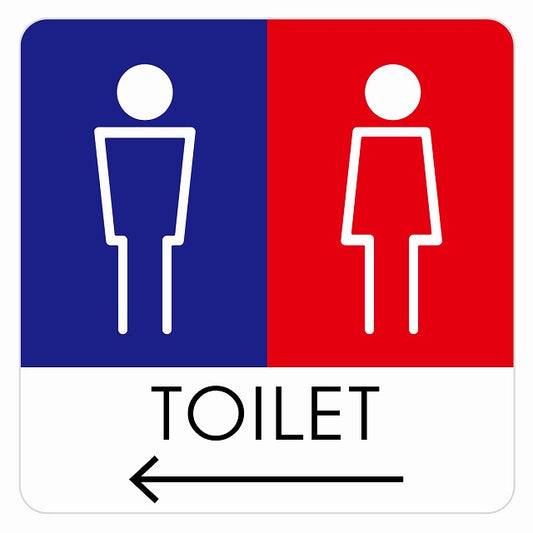 トイレ 御手洗 TOILET トイレマーク H1男女 左 矢印 ステッカー 正方形 シール サインステッカー 誘導表示 ピクトサイン ピクトグラム 選べるサイズ