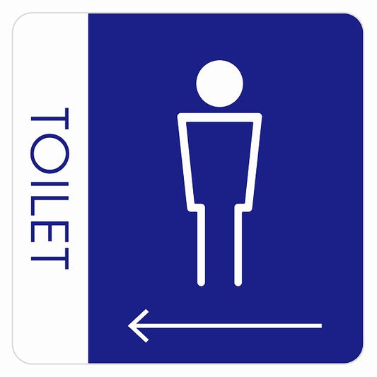 トイレ 御手洗 TOILET トイレマーク H1男 左 矢印 ステッカー 正方形 シール サインステッカー 誘導表示 ピクトサイン ピクトグラム 選べるサイズ