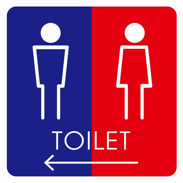 トイレ 御手洗 TOILET トイレマーク H2男女 左 矢印 ステッカー 正方形 シール サインステッカー 誘導表示 ピクトサイン ピクトグラム 選べるサイズ