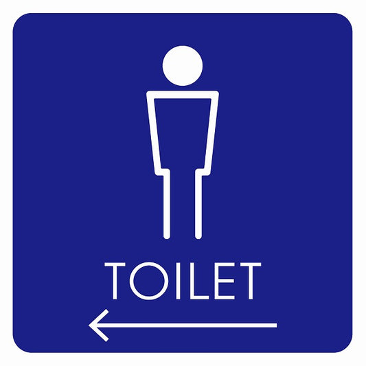 トイレ 御手洗 TOILET トイレマーク H2男 左 矢印 ステッカー 正方形 シール サインステッカー 誘導表示 ピクトサイン ピクトグラム 選べるサイズ