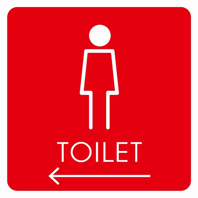 トイレ 御手洗 TOILET トイレマーク H2女 左 矢印 ステッカー 正方形 シール サインステッカー 誘導表示 ピクトサイン ピクトグラム 選べるサイズ