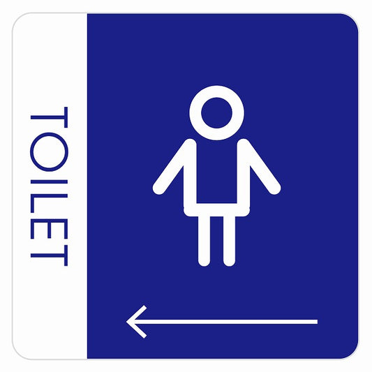 トイレ 御手洗 TOILET トイレマーク I1男 左 矢印 ステッカー 正方形 シール サインステッカー 誘導表示 ピクトサイン ピクトグラム 選べるサイズ