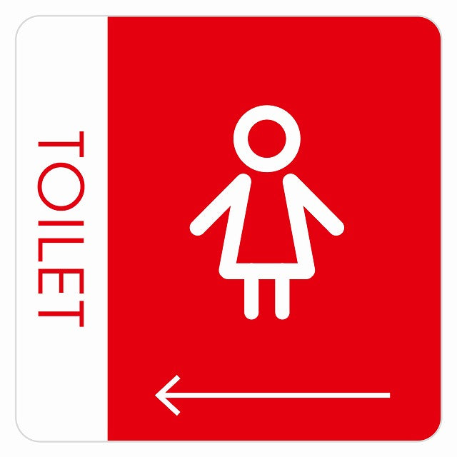 トイレ 御手洗 TOILET トイレマーク I1女 左 矢印 ステッカー 正方形 シール サインステッカー 誘導表示 ピクトサイン ピクトグラム 選べるサイズ
