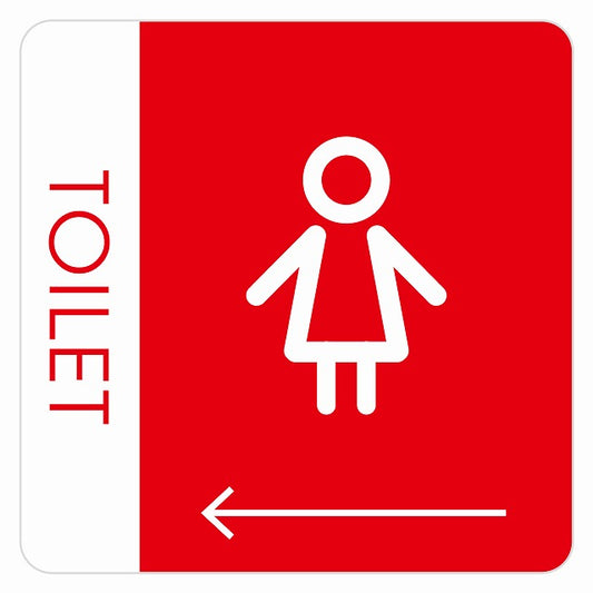 トイレ 御手洗 TOILET トイレマーク I1女 左 矢印 ステッカー 正方形 シール サインステッカー 誘導表示 ピクトサイン ピクトグラム 選べるサイズ
