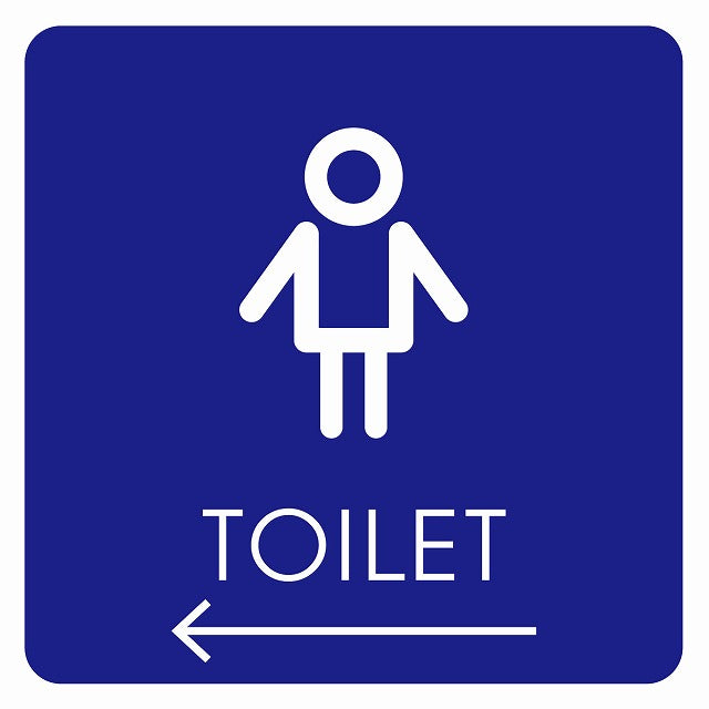 トイレ 御手洗 TOILET トイレマーク I2男 左 矢印 ステッカー 正方形 シール サインステッカー 誘導表示 ピクトサイン ピクトグラム 選べるサイズ