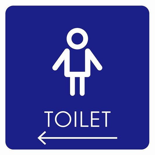 トイレ 御手洗 TOILET トイレマーク I2男 左 矢印 ステッカー 正方形 シール サインステッカー 誘導表示 ピクトサイン ピクトグラム 選べるサイズ