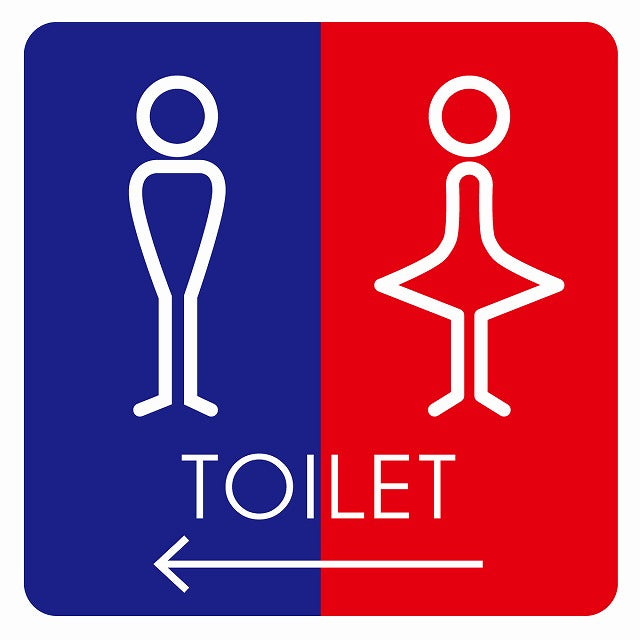 トイレ 御手洗 TOILET トイレマーク J2男女 左 矢印 ステッカー 正方形 シール サインステッカー 誘導表示 ピクトサイン ピクトグラム 選べるサイズ