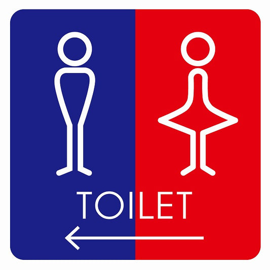 トイレ 御手洗 TOILET トイレマーク J2男女 左 矢印 ステッカー 正方形 シール サインステッカー 誘導表示 ピクトサイン ピクトグラム 選べるサイズ