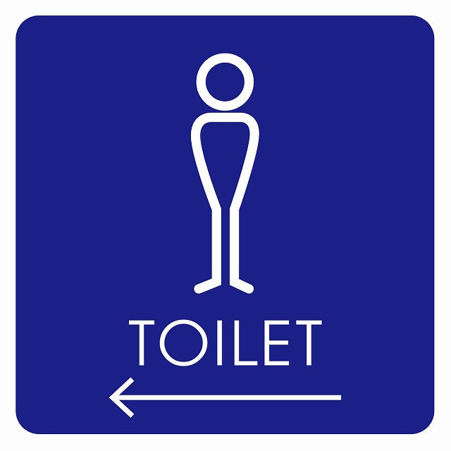 トイレ 御手洗 TOILET トイレマーク J2男 左 矢印 ステッカー 正方形 シール サインステッカー 誘導表示 ピクトサイン ピクトグラム 選べるサイズ