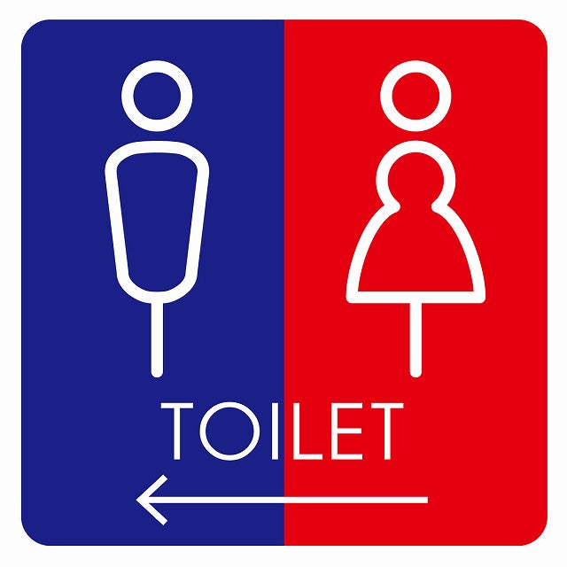 トイレ 御手洗 TOILET トイレマーク K2男女 左 矢印 ステッカー 正方形 シール サインステッカー 誘導表示 ピクトサイン ピクトグラム 選べるサイズ
