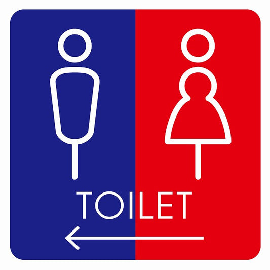 トイレ 御手洗 TOILET トイレマーク K2男女 左 矢印 ステッカー 正方形 シール サインステッカー 誘導表示 ピクトサイン ピクトグラム 選べるサイズ