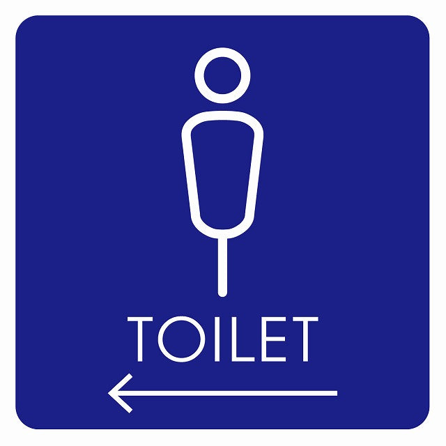 トイレ 御手洗 TOILET トイレマーク K2男 左 矢印 ステッカー 正方形 シール サインステッカー 誘導表示 ピクトサイン ピクトグラム 選べるサイズ