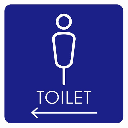 トイレ 御手洗 TOILET トイレマーク K2男 左 矢印 ステッカー 正方形 シール サインステッカー 誘導表示 ピクトサイン ピクトグラム 選べるサイズ