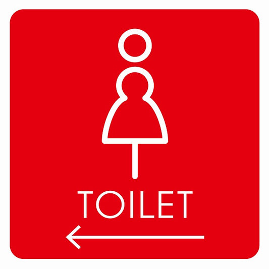 トイレ 御手洗 TOILET トイレマーク K2女 左 矢印 ステッカー 正方形 シール サインステッカー 誘導表示 ピクトサイン ピクトグラム 選べるサイズ
