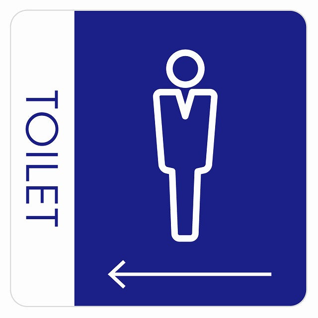 トイレ 御手洗 TOILET トイレマーク L1男 左 矢印 ステッカー 正方形 シール サインステッカー 誘導表示 ピクトサイン ピクトグラム 選べるサイズ