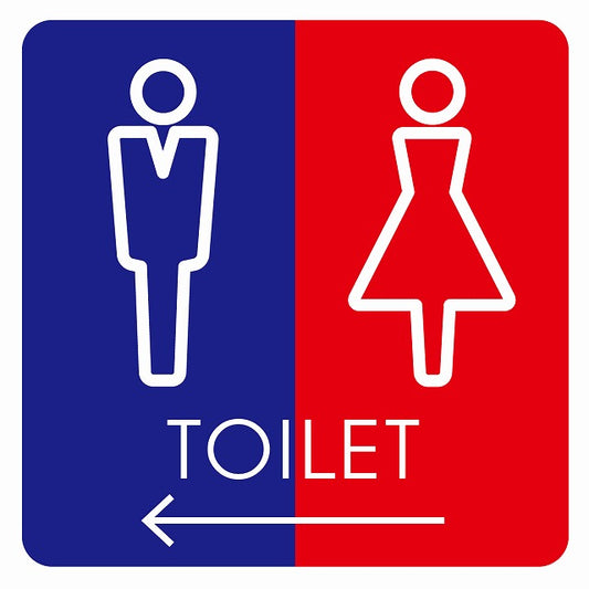 トイレ 御手洗 TOILET トイレマーク L2男女 左 矢印 ステッカー 正方形 シール サインステッカー 誘導表示 ピクトサイン ピクトグラム 選べるサイズ