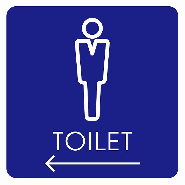 トイレ 御手洗 TOILET トイレマーク L2男 左 矢印 ステッカー 正方形 シール サインステッカー 誘導表示 ピクトサイン ピクトグラム 選べるサイズ