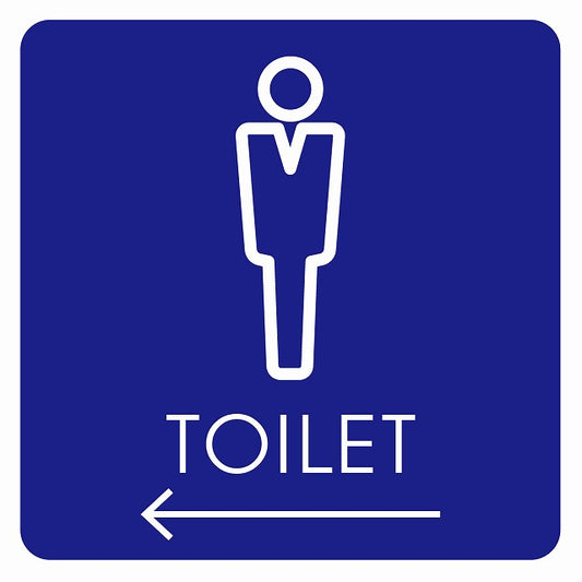 トイレ 御手洗 TOILET トイレマーク L2男 左 矢印 ステッカー 正方形 シール サインステッカー 誘導表示 ピクトサイン ピクトグラム 選べるサイズ
