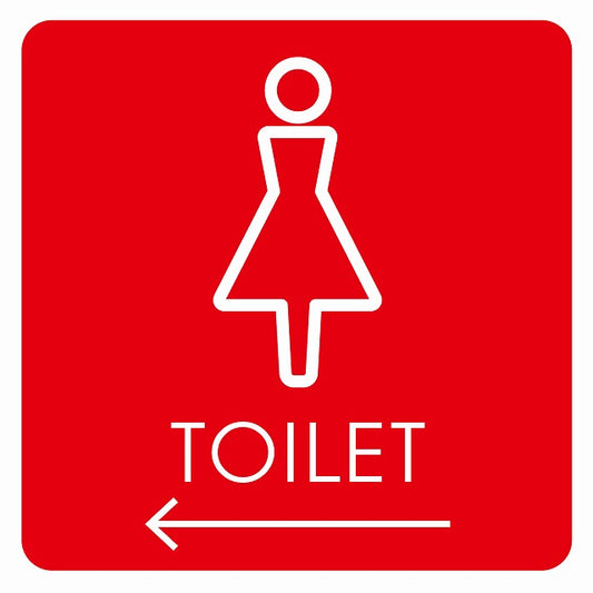 トイレ 御手洗 TOILET トイレマーク L2女 左 矢印 ステッカー 正方形 シール サインステッカー 誘導表示 ピクトサイン ピクトグラム 選べるサイズ