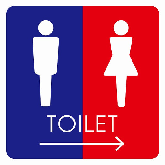 トイレ 御手洗 TOILET トイレマーク A2男女 右 矢印 ステッカー 正方形 シール サインステッカー 誘導表示 ピクトサイン ピクトグラム 選べるサイズ