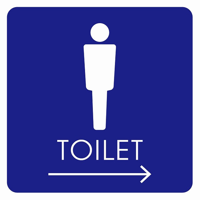 トイレ 御手洗 TOILET トイレマーク A2男 右 矢印 ステッカー 正方形 シール サインステッカー 誘導表示 ピクトサイン ピクトグラム 選べるサイズ