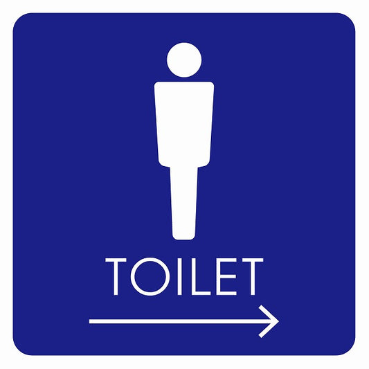 トイレ 御手洗 TOILET トイレマーク A2男 右 矢印 ステッカー 正方形 シール サインステッカー 誘導表示 ピクトサイン ピクトグラム 選べるサイズ