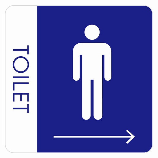 トイレ 御手洗 TOILET トイレマーク B1男 右 矢印 ステッカー 正方形 シール サインステッカー 誘導表示 ピクトサイン ピクトグラム 選べるサイズ