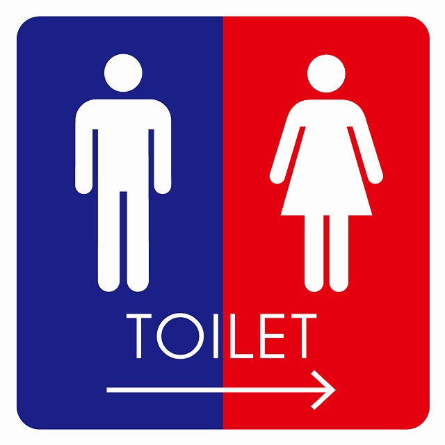 トイレ 御手洗 TOILET トイレマーク B2男女 右 矢印 ステッカー 正方形 シール サインステッカー 誘導表示 ピクトサイン ピクトグラム 選べるサイズ