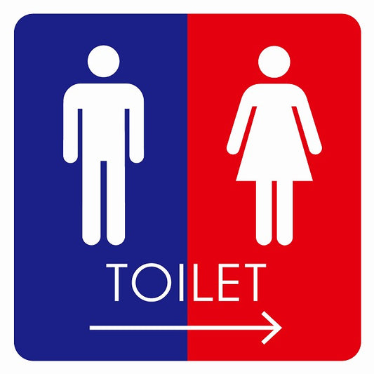 トイレ 御手洗 TOILET トイレマーク B2男女 右 矢印 ステッカー 正方形 シール サインステッカー 誘導表示 ピクトサイン ピクトグラム 選べるサイズ