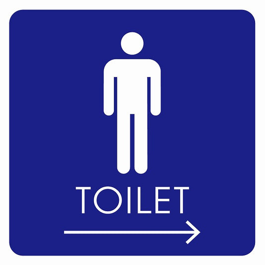 トイレ 御手洗 TOILET トイレマーク B2男 右 矢印 ステッカー 正方形 シール サインステッカー 誘導表示 ピクトサイン ピクトグラム 選べるサイズ