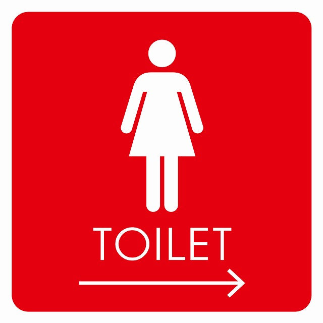 トイレ 御手洗 TOILET トイレマーク B2女 右 矢印 ステッカー 正方形 シール サインステッカー 誘導表示 ピクトサイン ピクトグラム 選べるサイズ