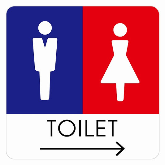 トイレ 御手洗 TOILET トイレマーク C1男女 右 矢印 ステッカー 正方形 シール サインステッカー 誘導表示 ピクトサイン ピクトグラム 選べるサイズ