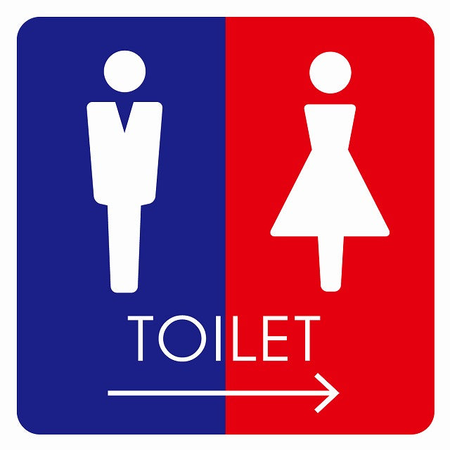 トイレ 御手洗 TOILET トイレマーク C2男女 右 矢印 ステッカー 正方形 シール サインステッカー 誘導表示 ピクトサイン ピクトグラム 選べるサイズ