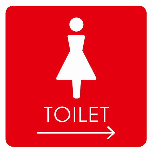 トイレ 御手洗 TOILET トイレマーク C2女 右 矢印 ステッカー 正方形 シール サインステッカー 誘導表示 ピクトサイン ピクトグラム 選べるサイズ