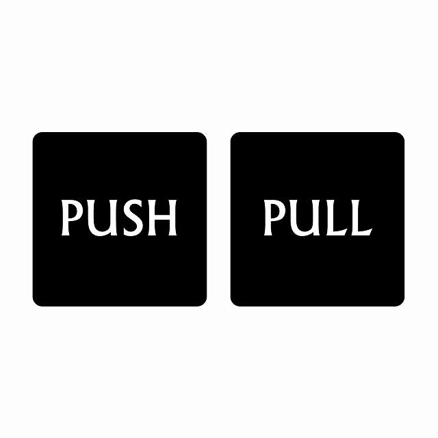 5x5cm 2枚セット PUSH PULL ブラック 英語表記 ステッカー 正方形 シール サインステッカー ピクトサイン ピクトグラム