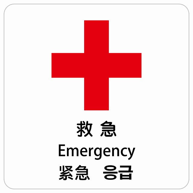 救急 インバウンド 多言語 英語 中国語 韓国語 対応 ピクトサイン ステッカー 正方形 シール サインステッカー 外国人対応 ピクトグラム 選べるサイズ