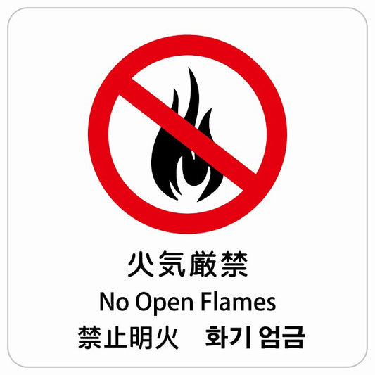 火気厳禁 インバウンド 多言語 英語 中国語 韓国語 対応 ピクトサイン ステッカー 正方形 シール サインステッカー 外国人対応 ピクトグラム 選べるサイズ