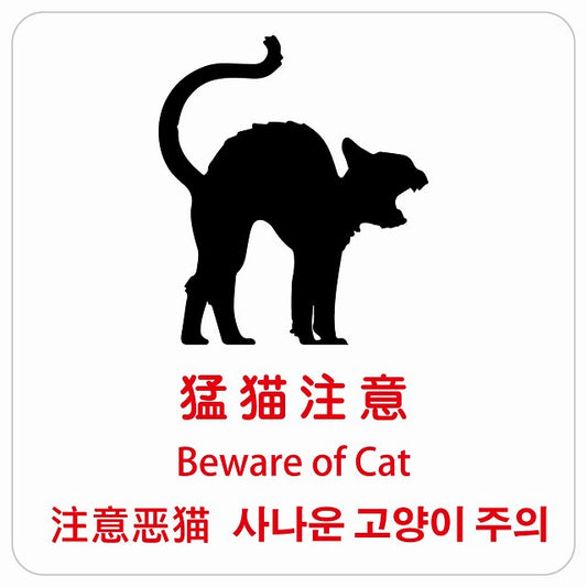 猛猫注意 インバウンド 多言語 英語 中国語 韓国語 対応 ピクトサイン ステッカー 正方形 シール サインステッカー 外国人対応 ピクトグラム 選べるサイズ