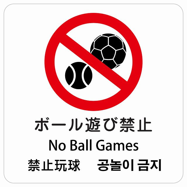 ボール遊び禁止 インバウンド 多言語 英語 中国語 韓国語 対応 ピクトサイン ステッカー 正方形 シール サインステッカー 外国人対応 ピクトグラム 選べるサイズ