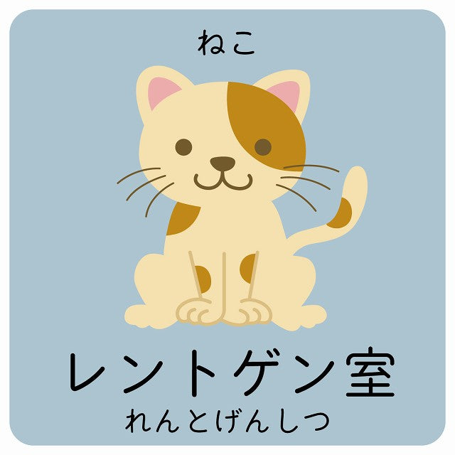 レントゲン室 ねこ 小児科 医療施設用 ステッカー 正方形 シール サインステッカー 病院 クリニック ピクトサイン ピクトグラム 選べるサイズ