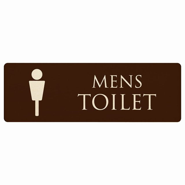 トイレ MENS ブラウン ナチュラル 木製プレート 長方形 看板 サインプレート 案内表示 施設用 ピクトサイン ピクトグラム 選べるサイズ