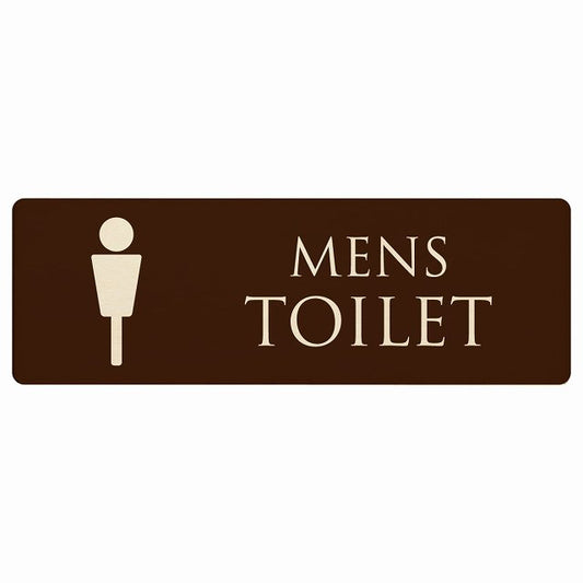 トイレ MENS ブラウン ナチュラル 木製プレート 長方形 看板 サインプレート 案内表示 施設用 ピクトサイン ピクトグラム 選べるサイズ
