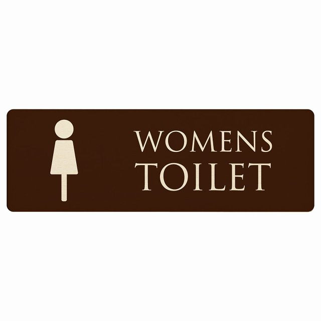 トイレ WOMENS ブラウン ナチュラル 木製プレート 長方形 看板 サインプレート 案内表示 施設用 ピクトサイン ピクトグラム 選べるサイズ