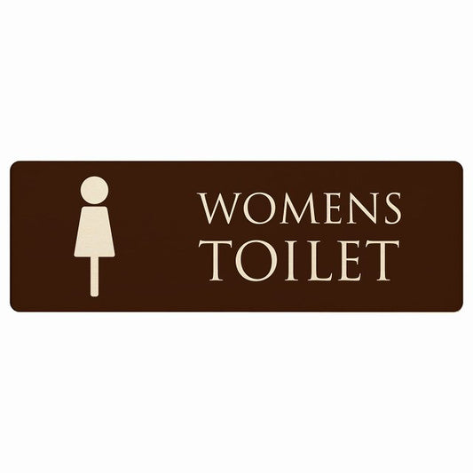 トイレ WOMENS ブラウン ナチュラル 木製プレート 長方形 看板 サインプレート 案内表示 施設用 ピクトサイン ピクトグラム 選べるサイズ