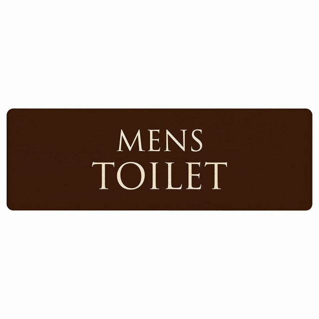 トイレ MENS 文字タイプ ブラウン ナチュラル 木製プレート 長方形 看板 サインプレート 案内表示 施設用 ピクトサイン ピクトグラム 選べるサイズ