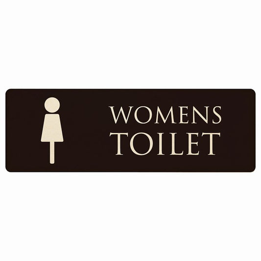 トイレ WOMENS ブラック ナチュラル 木製プレート 長方形 看板 サインプレート 案内表示 施設用 ピクトサイン ピクトグラム 選べるサイズ