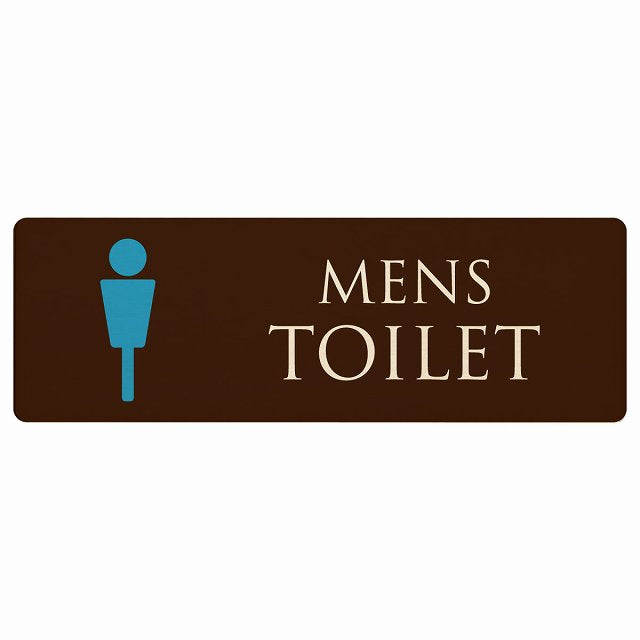 トイレ MENS ブラウン＆カラー 木製プレート 長方形 看板 サインプレート 案内表示 施設用 ピクトサイン ピクトグラム 選べるサイズ