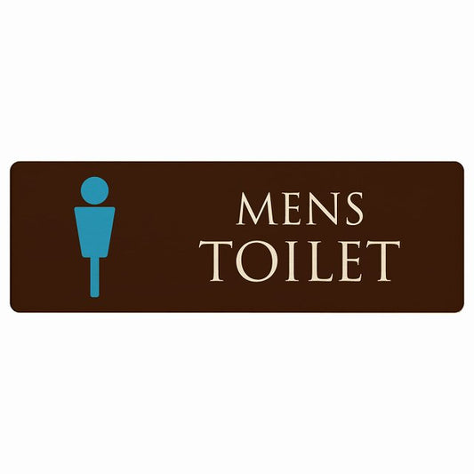 トイレ MENS ブラウン＆カラー 木製プレート 長方形 看板 サインプレート 案内表示 施設用 ピクトサイン ピクトグラム 選べるサイズ