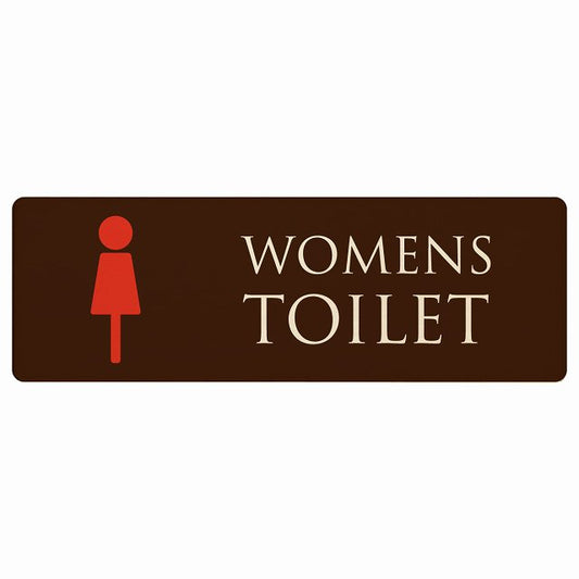 トイレ WOMENS ブラウン＆カラー 木製プレート 長方形 看板 サインプレート 案内表示 施設用 ピクトサイン ピクトグラム 選べるサイズ